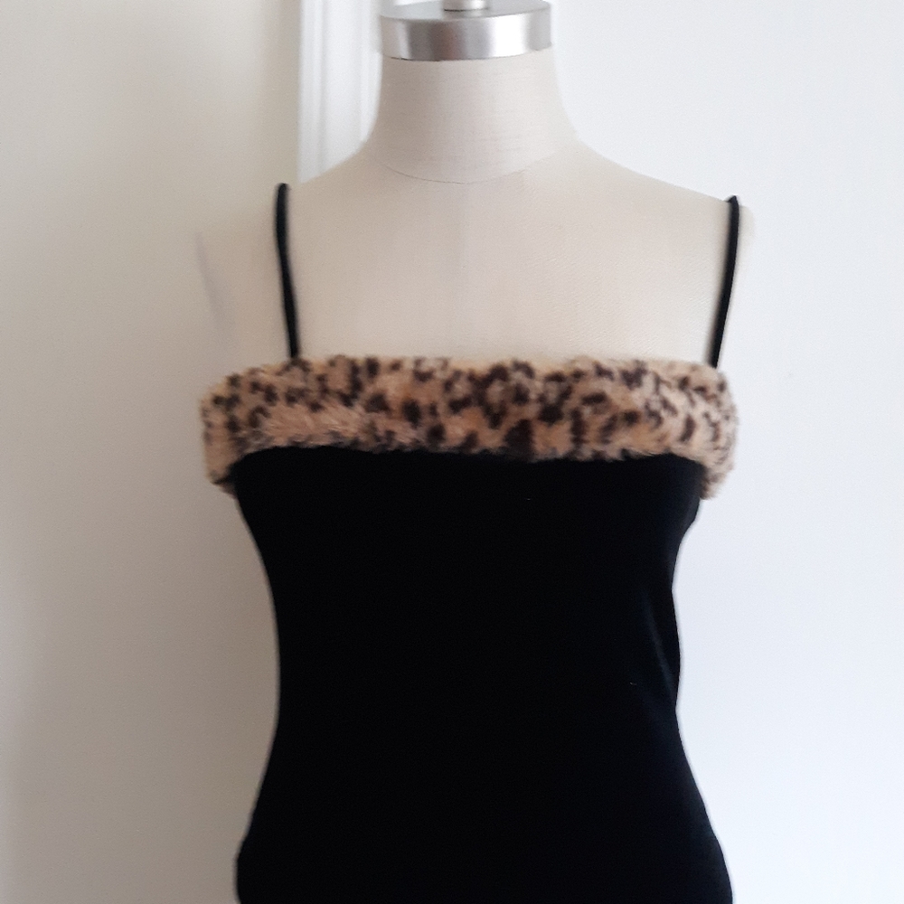 Cute Jr's  leopard trim spaghetti strap top